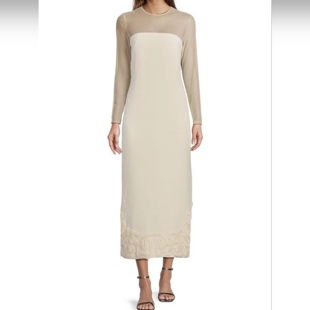 ANTONIO MELANI Elegant Cream Long Sleeve Dress